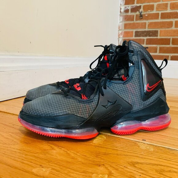 Nike LeBron XIX 19 University Red Black CZ0203-001 Size 14 Used Men's Shoes - Picture 1 of 13